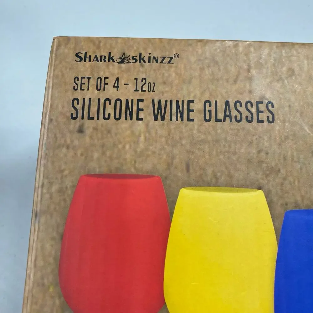 SharkSkinzz Set of 4 Silicone Wine Glasses Beach Park Party